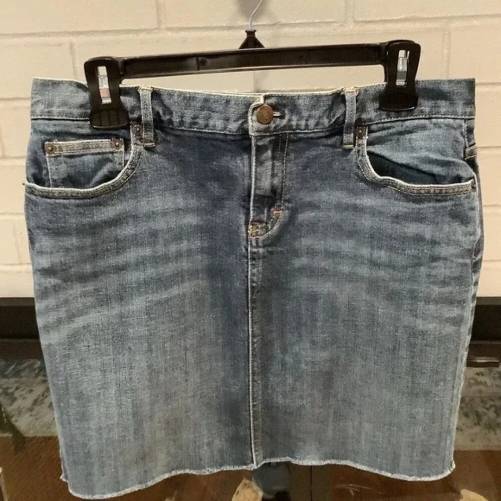 #320 J Crew Basic Denim Skirt with Pockets Size 10